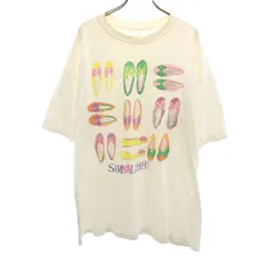 SAM＆LIBBY 90s USA製 オールド パンプス プリント 半袖 Tシャツ XL ホワイト シングルステッチ メンズ 古着