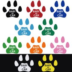 ステッカー 【 BABY in CAR ベビーインカー 肉球 】 選べる10色 縦18ｃｍ×横20ｃｍ オリジナルステッカー かわいい 可愛い  赤ちゃんが乗っています 安全運転 交通安全  カーサイン セーフティステッカー カッティングステッカー