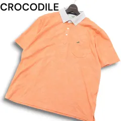 CROCODILE クロコダイル 春夏★ ロゴ刺繍 ペイズリー柄 襟ストライプ 半袖 ポロシャツ Sz.2L メンズ 大きいサイズ
