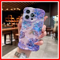 【匿名配送】 iPhone 12_パープル QLTYPRI iPhone 12ケースTPUカバー おしゃれ 韓国 可愛い 花柄 薄型 軽量 耐衝撃 スマホケース