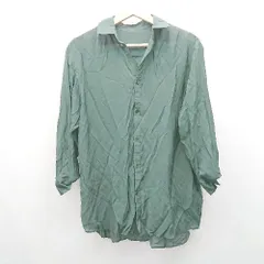◇ ROPE PICNIC スタンダードカラー フロントボタン 透け感あり 長袖 シャツ サイズ38 ダークグリーン レディース E  【1308160013274】