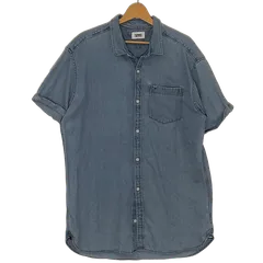 TOMMY JEANS デニムシャツ 半袖 シャツ ボタンダウン オーバーサイズ ビッグサイズ バングラデシュ製 XLサイズ ライトブルー