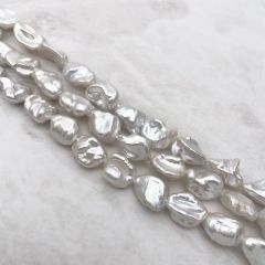 半連20cm ケシ 淡水パール バロック 本真珠 10~13mm*8~9mm シルバーホワイト系 大粒 中粒 12mm ハンドメイド 素材 パーツ ビーズ diy ルース
