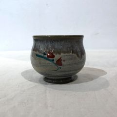 与那覇朝一　赤絵湯呑　古作　やちむん