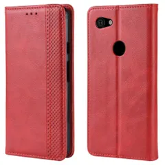 Google Pixel 3a ケース 手帳 ピクセル3a  チェック柄 合革 レトロ 手帳 ケース 【Color】 レッドのサムネイル
