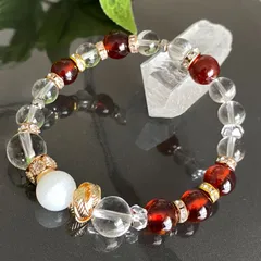 【一点物】ガーネット×ムーンストーン×水晶★BD100天然石パワーストーン新品