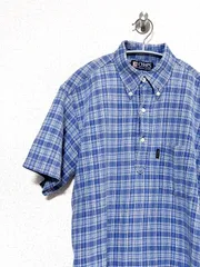 【CHAPS RALPH LAUREN】90s S/S プルオーバー シアサッカー チェックシャツ M チャップス ラルフローレン ヴィンテージ 古着