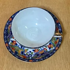 トリオ　印判染付　透かし芸者　ホクロ　明治　梅　カップアンドソーサー　イ号 トリオ 印判染付 透かし芸者 ホクロ 明治 梅 カップアンド