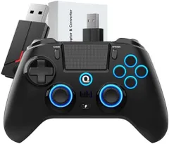 [新品※未使用] QRD Spark N5 PS4用コントローラ、PS4 Pro Slim PS3 Steam Deck PC スマホに対応、ホールエフェクトジョイスティック、3.5 mmオーディオポート+スピーカー+マイク、マクロ、連射、振動、モーション