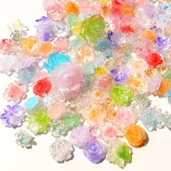 デコパーツ フラワーカボション クリア 透明 ランダム 福袋 アソート 40個入 fuku64 GreenRoseYumi