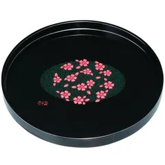 紀州塗 お盆 トレー 10寸 丸盆 黒 花咲小路 和風 和室 おしゃれ 木目調 トレー トレイ おぼん 日本製