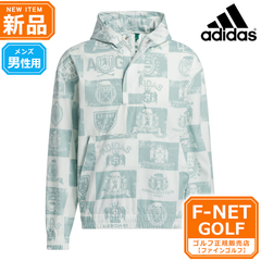 新品 【クリスタルジェイド】春 夏 モデル adidas アディダス ゴルフウェア KOW07 GO-TO クレスト グラフィック アノラック シャツ [リップストップ素材 裏側プリント] （メンズ）
