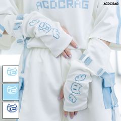 【WHITE/P.BLUE】acdcrag  ドットネコ アームカバー 原宿系 サブカル