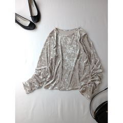 ◯ 23AW 定価8800円 BEAUTY&YOUTH ビューティアンドユース ユナイテッドアローズ ベロア ロングスリーブ Tシャツ ウォッシャブル 長袖 日本製 ベージュ系 (91Y+5674)25A