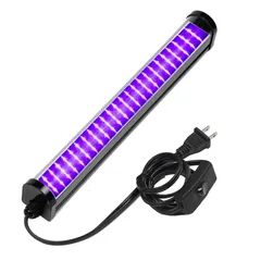 【特価商品】ブラックライト - 紫外線ライト UVライト 25W プラグ付き 超薄型 395～405nm LEDバーライト レジン用 硬化ライト 結婚式 パーティー 舞台 ステージ照明 イルミネーション 蛍光メイク 蛍光剤残留確認 ペットのオシッコ汚れ対策に