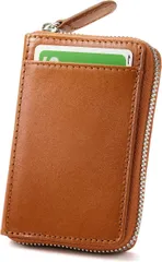 LEAGOO クレジットカードケース イタリアンレザーの証明書付き カード入れ 大容量 メンズ レディース スキミング防止 革 本革 じゃばら(キャメル)