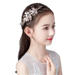 金色 Ymgot 子供 髪飾り 花 ヘアアクセサリー ヘッドドレス フォーマル かんざし コームタイプ 発表会 ピアノ 結婚式 ウエディング 写真撮影 (金色)