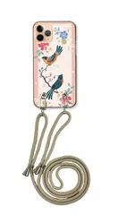 iPhone13 mini  アイフォン13 ミニ スマホケース ショルダーストラップ 紐 付き 鳥 花鳥 桜 春 和風 おしゃれ 綺麗 キレイ きれい かっこいい ベージュ カラー02