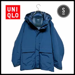 ユニクロ ハイブリッド ダウンパーカ ダウン ジャケット ノンキルト 耐久撥水加工 中綿 ネイビー 421716 S
