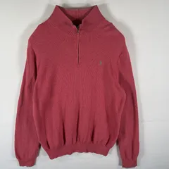 古着 ポロ・ラルフローレン POLO RALPH LAUREN セーター ハーフジップ コットンニット トレーナー ワンポイント XXL  ピンク メンズ
