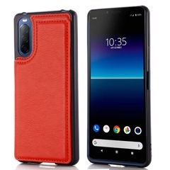 【数量限定】スマホ バックカバー SONY ケース 手帳型 対応 (レッド) SOV43 手作り au 財布型 マグネット / 薄 SO-41A 軽量 ポケット収納付き II/docomo 背面カバー 10 手帳 Xperia 横置きスタンド機能 背面型ケース