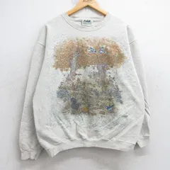 L/古着 NORTHERN REFLECTIONS 長袖 スウェット メンズ 00s リス 鳥 木 クルーネック 薄グレー 霜降り 25sep05 中古 スエット トレーナー ト