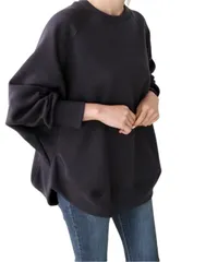 [Dep Club] 極上着心地 トレーナー レディース ゆったり 大きいサイズ 体型カバー ドルマン シンプル スウェット 長袖 無地 セーター ビッグシルエット 上 春 秋 冬 春秋 春服 服 (JP, アルファベット, L, ブラッ [ブラック] [L]