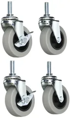 【在庫セール】スチールラック パーツ キャスター ポール径25mm 山善 取付用六角スパナあり パーツ品 グレー 4個入り(ストッパーあり2個、ストッパーなし2個) ICMS-6(GY)