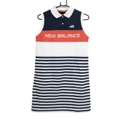 ★SALE価格★【超美品】ニューバランスゴルフ ノースリーブワンピース 白×ネイビー 下方ボーダー レディース 1(M) ゴルフウェア New Balance