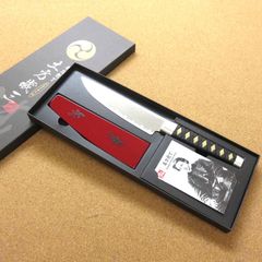包丁 小三徳 名刀包丁 土方歳三モデル 14cm (140mm) ニッケン刃物 関の刃物 和泉守兼定 新選組 両刃 ステンレス刃物 小形包丁 日本製