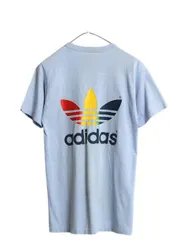 【お得なクーポン配布中!】 80s USA製 アディダス レインボー トレフォイル 半袖 Tシャツ メンズ M 程 ヴィンテージ バックプリント グラフィック シングルステッチ 青