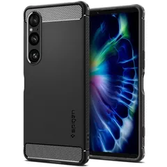 Spigen Xperia 1 VI ケース ストラップホール TPU ソフトケース 米軍MIL規格取得 耐衝撃 ワイヤレス充電 Qi充電 指紋防止 ラギッド・アーマー ACS08296 (マット・ブラック)