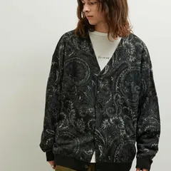 完売品 [ジュンレッド] カーディガン ジャカードペイズリールーズカーデ メンズ ブラック(01)  ブルー(45)