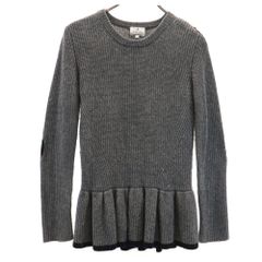 ランバンオンブルー 長袖 セーター 38 グレー LANVIN en Bleu ニット エルボーパッチ付き レディース