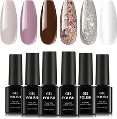 TOMICCA ジェルネイル カラー 6色セット 8ml 色持ち良い 初心者用カラージェル(パープル＆ブラウン)