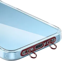 SPILOOPS ストラップホルダー 2口ダブルリング 極薄0.4mm ステンレス製 充電干渉なし 回転防止 落下・紛失防止(ワインレッド)