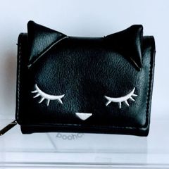 【プーちゃん】3つ折り財布（猫耳　黒）