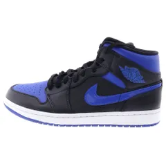 NIKE (ナイキ) AIR JORDAN 1 MID HYPER ROYAL エアジョーダン1ミッド ハイパーロイヤル ミッドカットスニーカー シューズ ブラック/ブルー US10/28cm 554724‐068