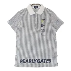 サイズ：1 PEARLY GATES パーリーゲイツ 2023年モデル 半袖ポロシャツ シアサッカー ストライプ柄 ブラック系 [240101465229] ゴルフウェア レディース ストスト