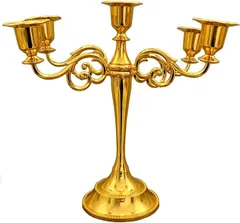 elrinrin 蝋燭立て キャンドルスタンド アンティーク調 燭台 5本立て キャンドルホルダー インテリア B 金色( B 金色)