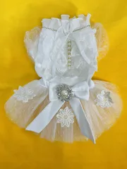 犬服 ビジュー Ｍサイズ ドッグウェア わんこ ワンちゃん 結婚式 ウェディングドレス