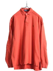 【お得なクーポン配布中!】 90s ポロ ラルフローレン 長袖 ラガー シャツ メンズ M / 90年代 オールド POLO ラグビーシャツ ワンポイント ポニー刺繍 ヘビーウェイト