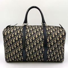 Christian Dior トロッター ハンドバッグ ミニボストン  レザー×キャンバス ネイビー バッグ シルバー