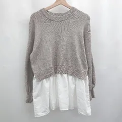 ◇ ⊇ GLOBAL WORK グローバルワーク 長袖 ニットドッキングシャツ サイズL ブラウン系 レディース E  【1505290009232】