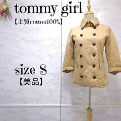【美品】トミーガール tommy girl  コットン100%　7分袖 中綿ショートコート　スプリングコート　ベージュ　Sサイズ　 レディース