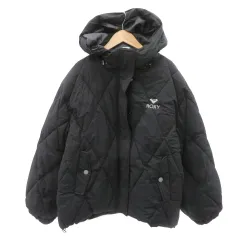 ロキシー ROXY キルティングジャケット ミドル丈 フード付き L 黒 ブラック /YK1のサムネイル