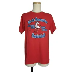 Tシャツ 馬 プリントTシャツ サイズM位 古着 ユーズド バスケットボールのチーム 赤 ティーシャツ salet-783