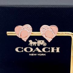 美品★ coach コーチ ピアス ハート ピンクゴールド  ラインストーン  箱付き