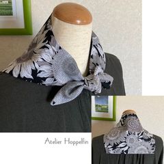 セーラーカラーのネッククーラー（ブラック向日葵柄）保冷剤ポケット付きスカーフ