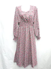 ◇ ⊂ RAY CASSIN レイカズン 花柄 長袖 ロング ワンピース サイズF レッド レディース E  【1412090021053】